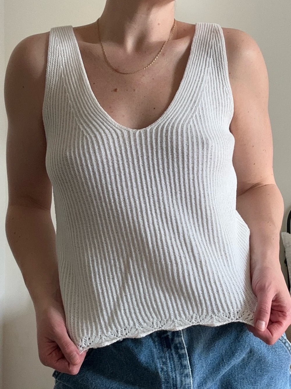 Express Cotton Knit V-Neck Tank Top